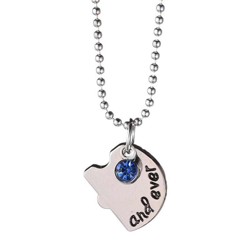 4 Pcs Best Friend Forever Splicing Necklaces Children's Cartoon Necklace Rhinestones Broken Heart Pendant Necklaces