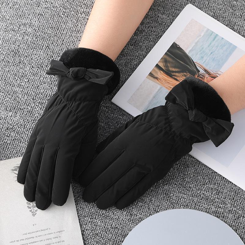 Guanti da Ciclismo da Esterno Touch Screen Antivento e Impermeabili Spessi Caldi con Fiocco per Donna