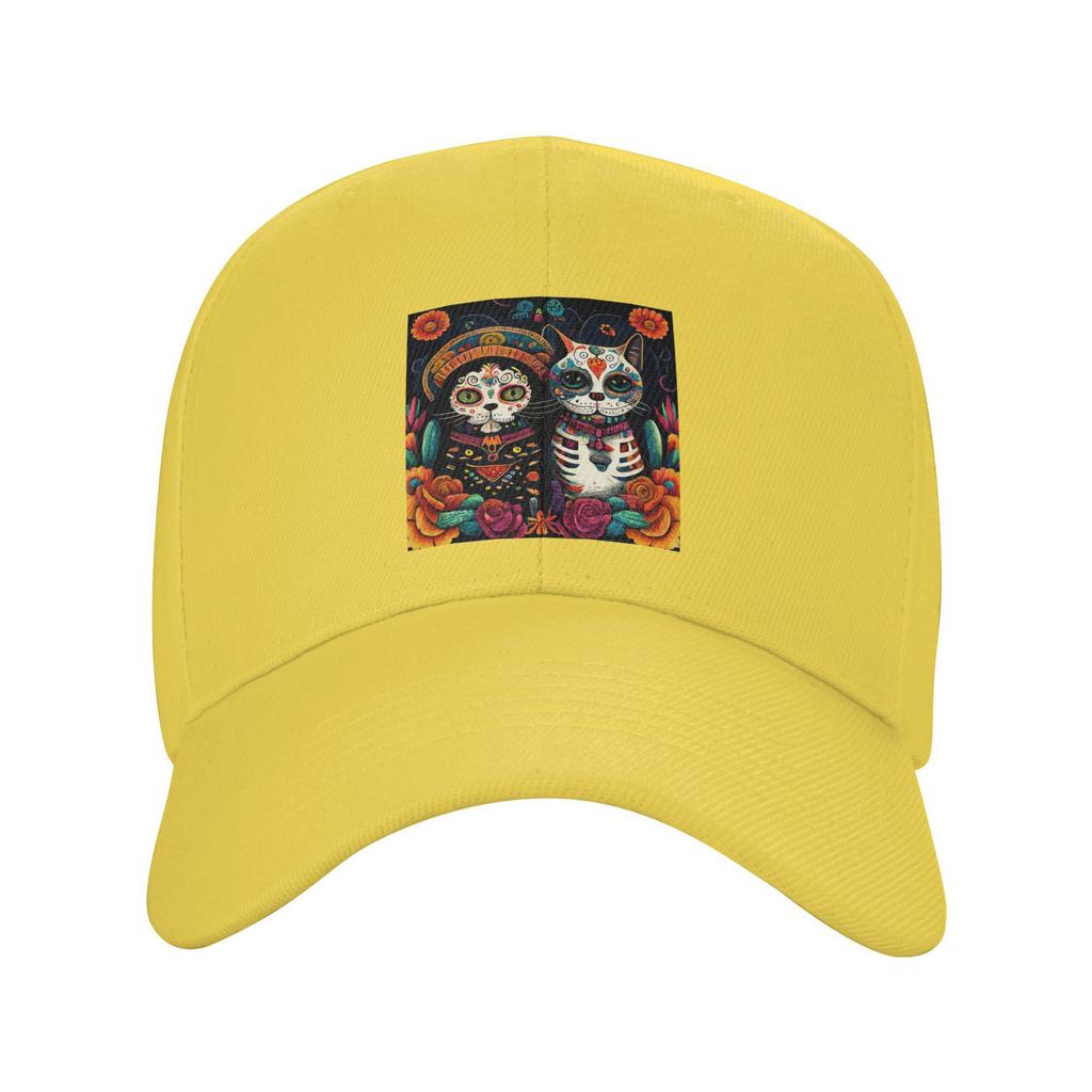 Unisex Baseball Hats Day Of The Dead Kitten Cat Sugar Skull Dia de Los Muertos Summer Sports Baseball Caps Casquette Hats