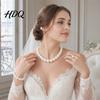 Bridal Jewelry Set 3Pcs/Set Imitation Pearls Set Adjustable Length Choker Necklace with Ear Studs Bridesmaid And Bracelet for Weddings Banquets