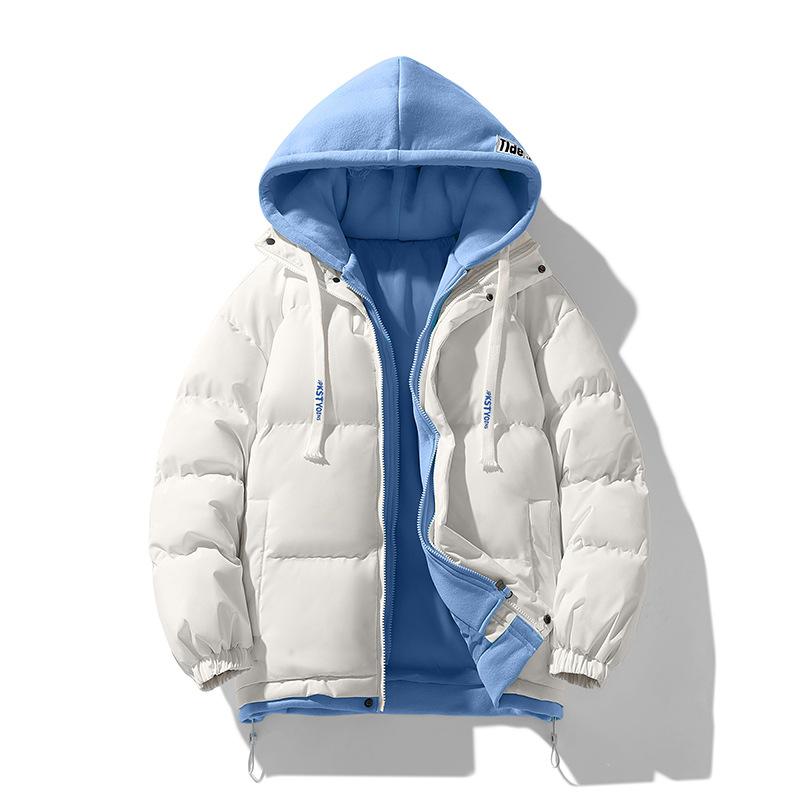 Fake two-piece cotton jacket teenager winter jacket Korean version thickened padded jacket 2025 new winter men's multi-color trend padded jacket