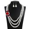 Fashion Style Fashion Exaggerated Handmade Imitation Pearl Rhinestone Flower Multi-Layer Necklace Bride Photo Studio Wedding Photography Accessories