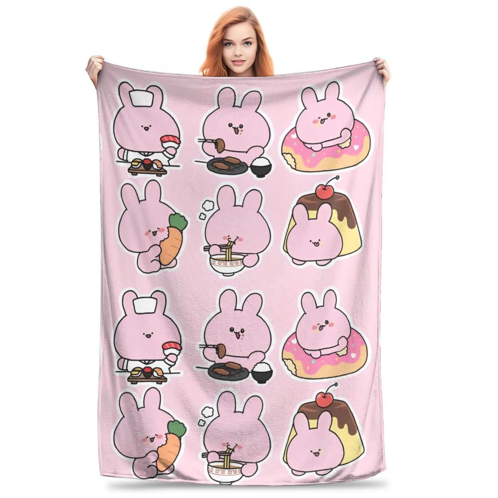 Ultra Soft Flannel Throw Blanket Asamimichaan Multifunction Decorative Plush Thin Quilt for Bedding Travel