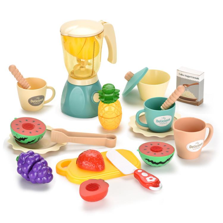 Children's Pretend Play Kitchen Appliance Set With Colorful Supermarket Cash Register And Electric Juicer For Afternoon Tea Fun