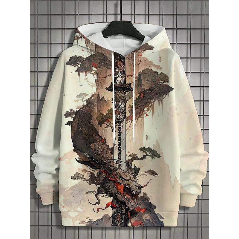 autumn new men's 3D Japanese Samurai print hoodie men's and women's casual fashion men's hoodie street men's tops