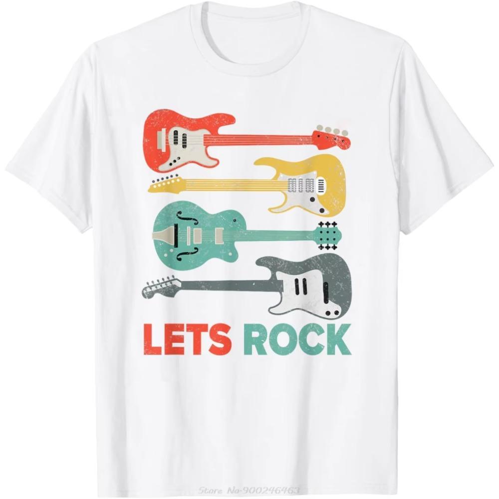 Lets Rock Electric Guitar Music Lover Band Guitarist Retro Women Men TShirt Summer Oversized Tshirt Fashion Causal T Shirt Tee