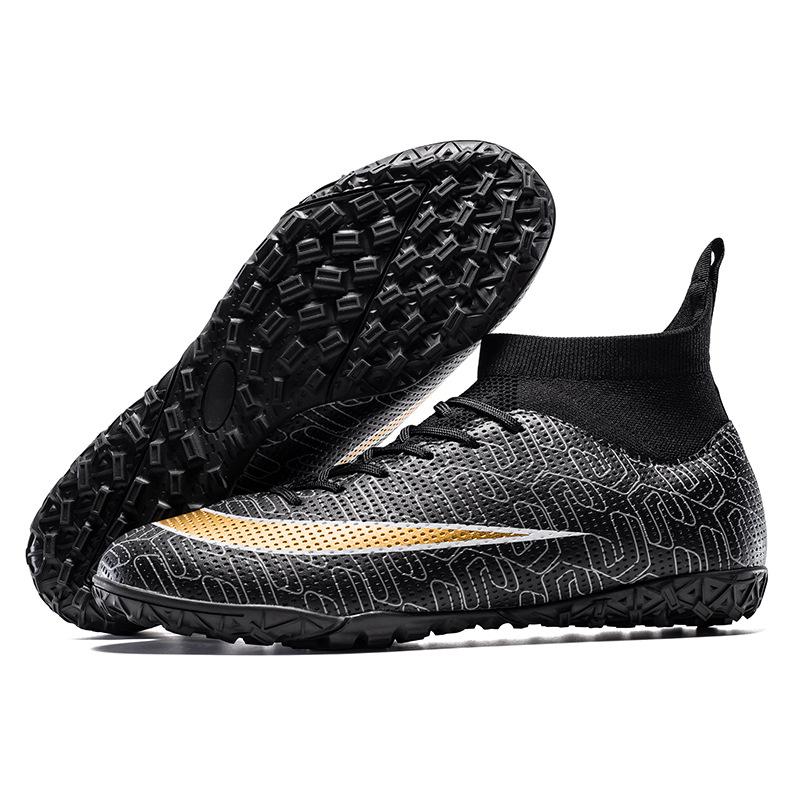 New Children's Football Shoes Men's Broken Nails Long and Short Nails Female Students Flat Artificial Turf High-top Sneakers