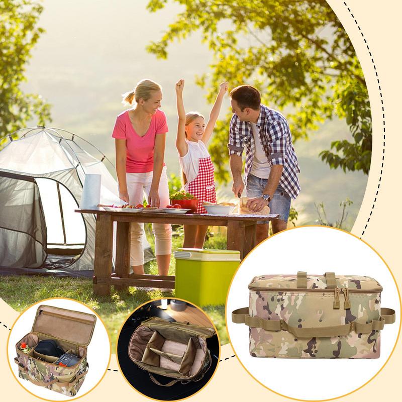 Waterproof Camping Utensil Bag Seasoning Jar Pouch Large Zippered Portable Camp Utensil Bag for Picnic Barbecue Traveling