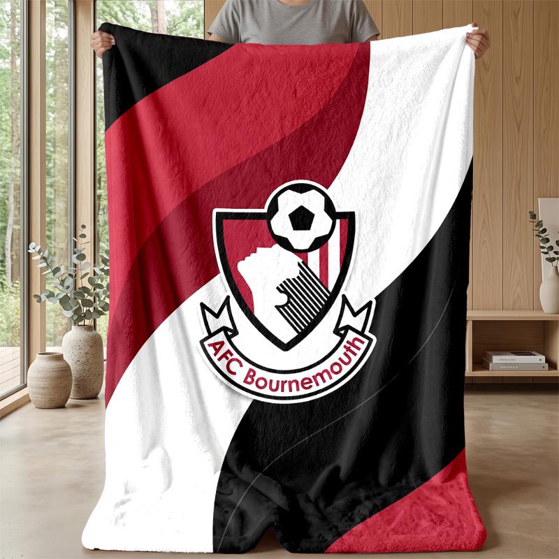 Bournemouth Football Print Flannel Blanket, Soft Warm Lightweight Throw Blanket for Sofa Bed Camping