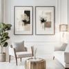 Abstract Vintage Minimalist Flower Poster Beige Black Botanical Canvas Painting Print Wall Art Decorative For Living Room Decor