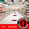 5 Pieces Distancing Floor Decal Stickers, Foot Wall Notice Warning for Business CDC Shop