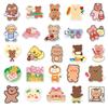 50-Piece Cute Cartoon Bear Stickers Set: Waterproof DIY Animal Decorations for Water Bottles, Journals, and Luggage.
