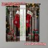 2pcs 2D Flat Printing Christmas Curtain Christmas Fireplace 100% Polyester Without Electricity Versatile for Po Booths