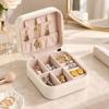 Zippered Leather-Material Jewelry Storage Case with Lid Hooks, Interior Pocket, Ring Rolls, and Removable Dividers