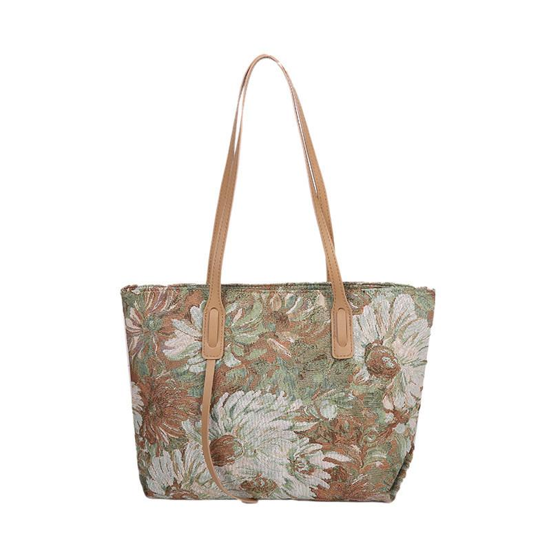 Canvas Tote Bag For Women Large Capacity With Flower Print For Casual Daily Use