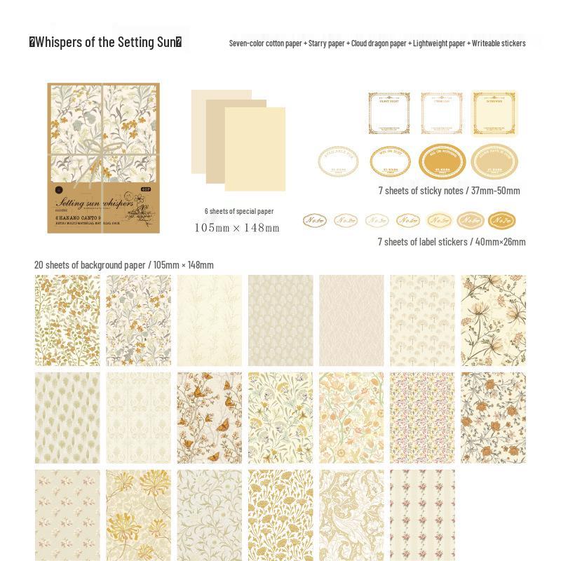 Mò Mò Flower Field Retro Floral Labels & DIY Journal Sticky Notes Pack