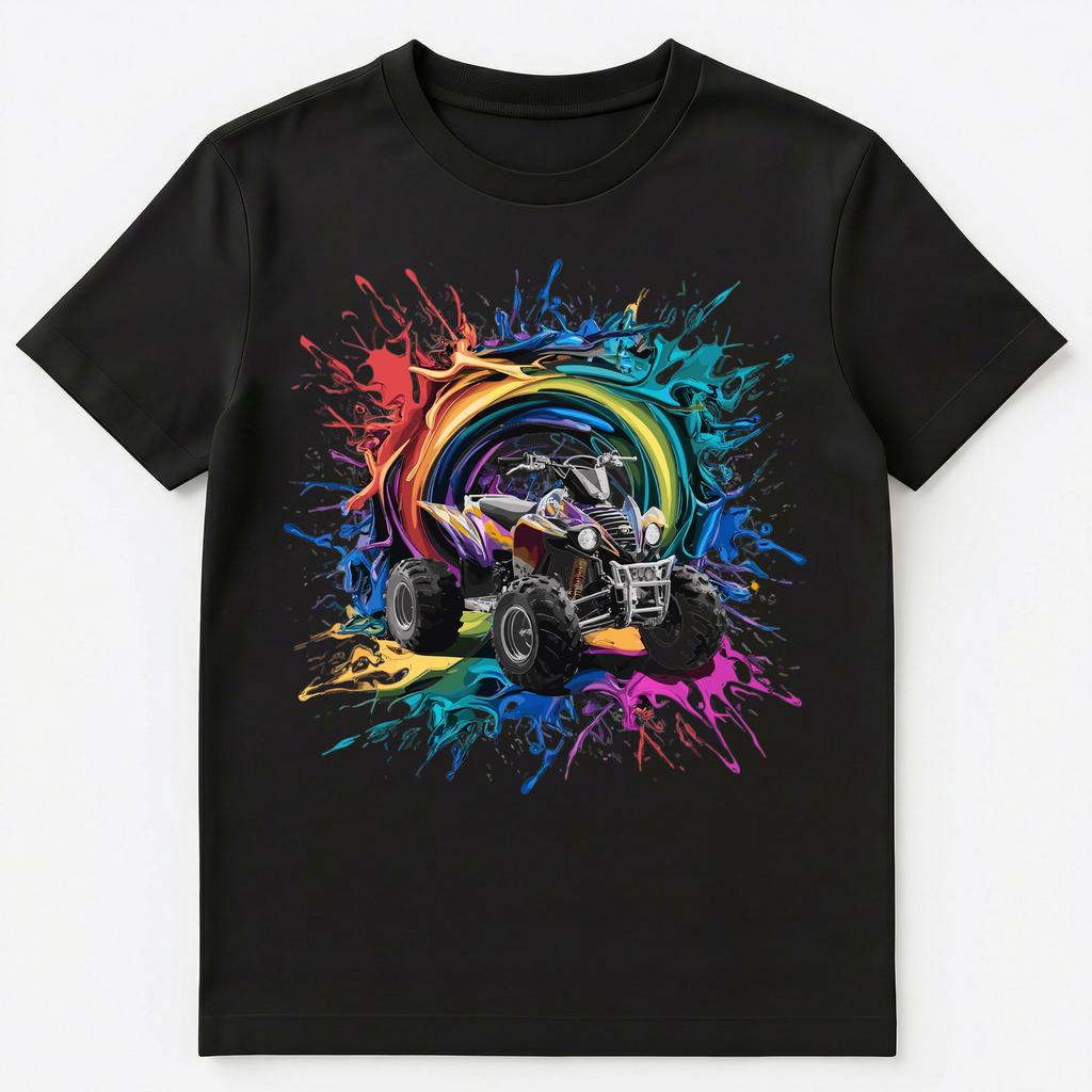 Colorful Paint Splash Quad Bike Art Graphic Unisex T-Shirt