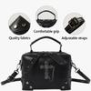Women Shoulder Crossbody Bag Gothic Skull Crosses PU Leather Top Handle Handbag
