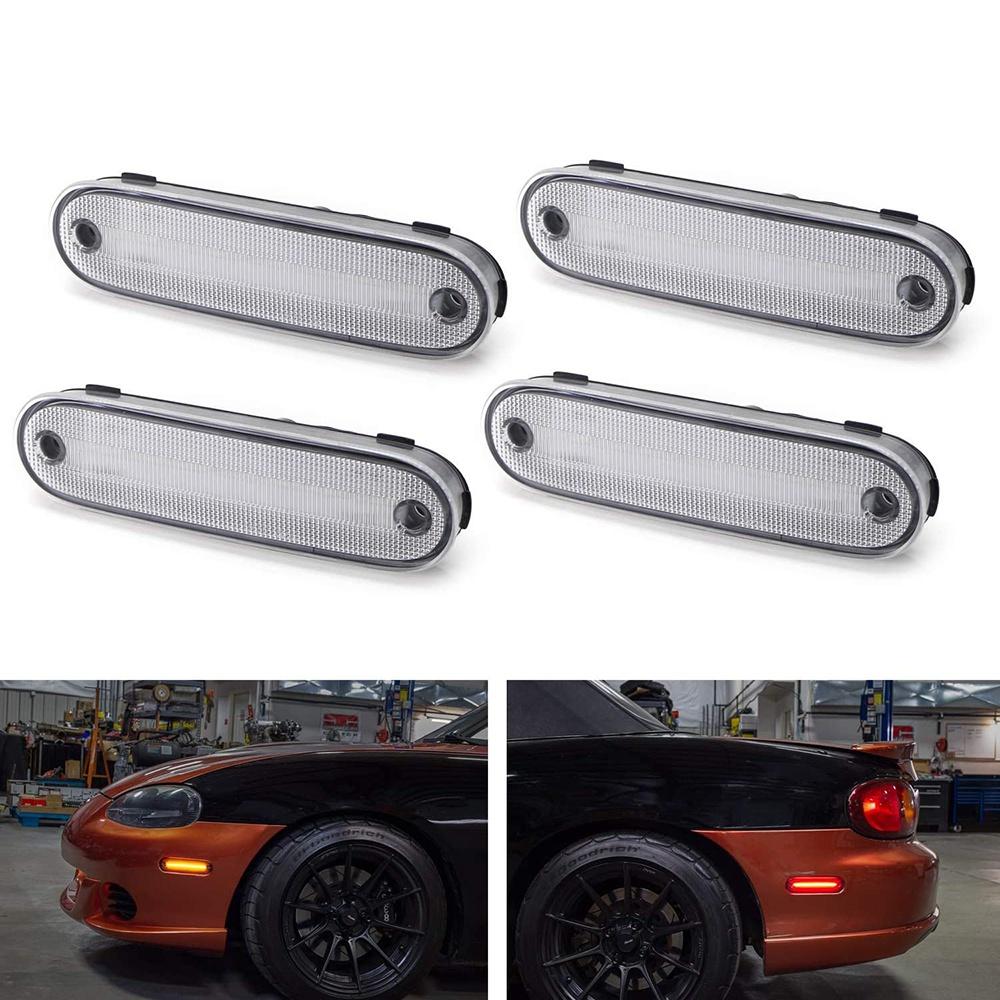Versatile 4Pcs/Set LED Side Marker Light Clear Lens Front Rear Turn Signal Lights Blinker Lamp For MAZDA MX-5 MX5 MIATA 1990-200