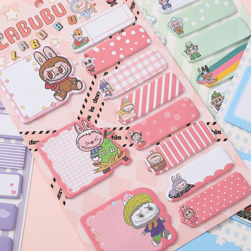 220 Sheets Labubu Sticky Notes Set Kawaii Self-Adhesive Memo Strips Stationery