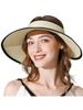 Women Wide Brim Roll Up Sun Visor Hat UV Protection Packable Ponytail Beach Straw Hat