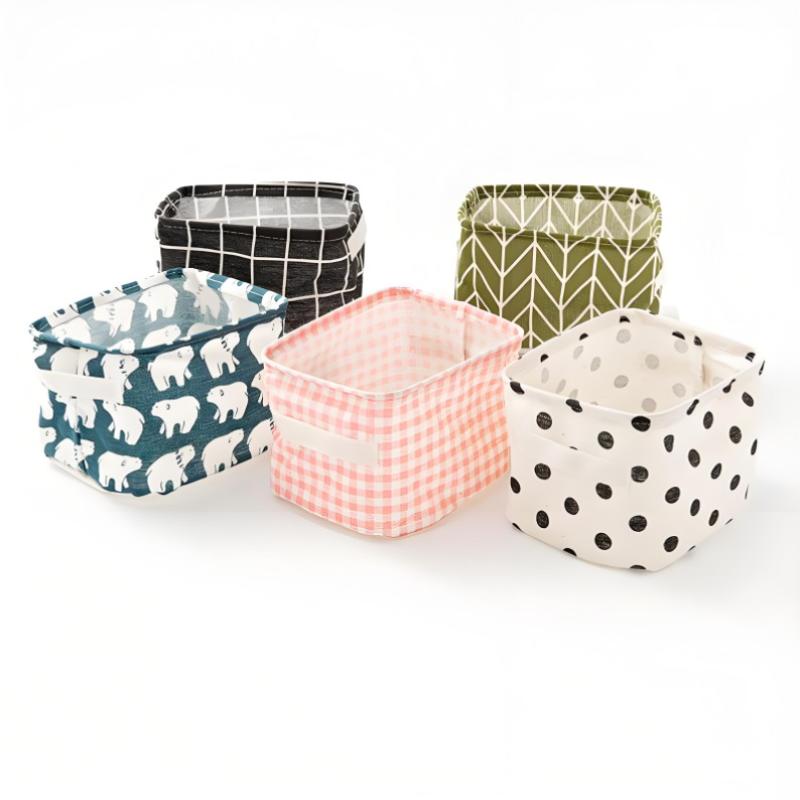 1 Pz Tessuto Cotone Lino Impermeabile Cesto per Oggetti Vari da Scrivania Scatola Contenitore Organizer per Cosmetici Giocattoli Borsa per Contenere Biancheria Intima Calzini Vestiti
