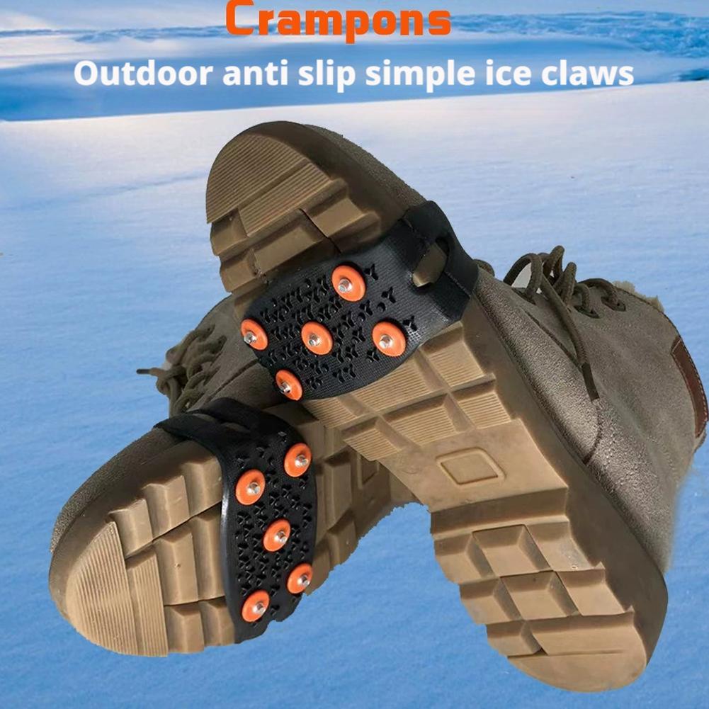 1Pairs 5-Stud Climbing Crampons Durable Anti Slip Mountaineering Cleats Unisex Snow Claw Shoe Covers Outdoor Chain Shoe Spikes