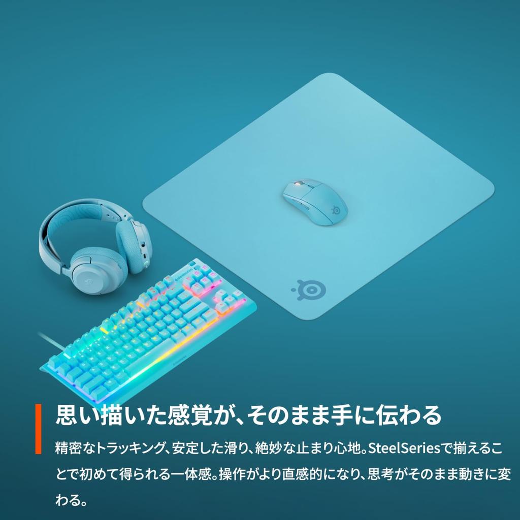 SteelSeries QcK + Aqua Großes Gaming-Mauspad mit rutschfester Gummibasis, 45cm x 40cm x 0.2cm, Groß (Produktcode: 63462)