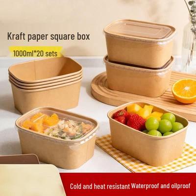 HANDUNYOU Disposable Kraft Paper Food Containers with Lids