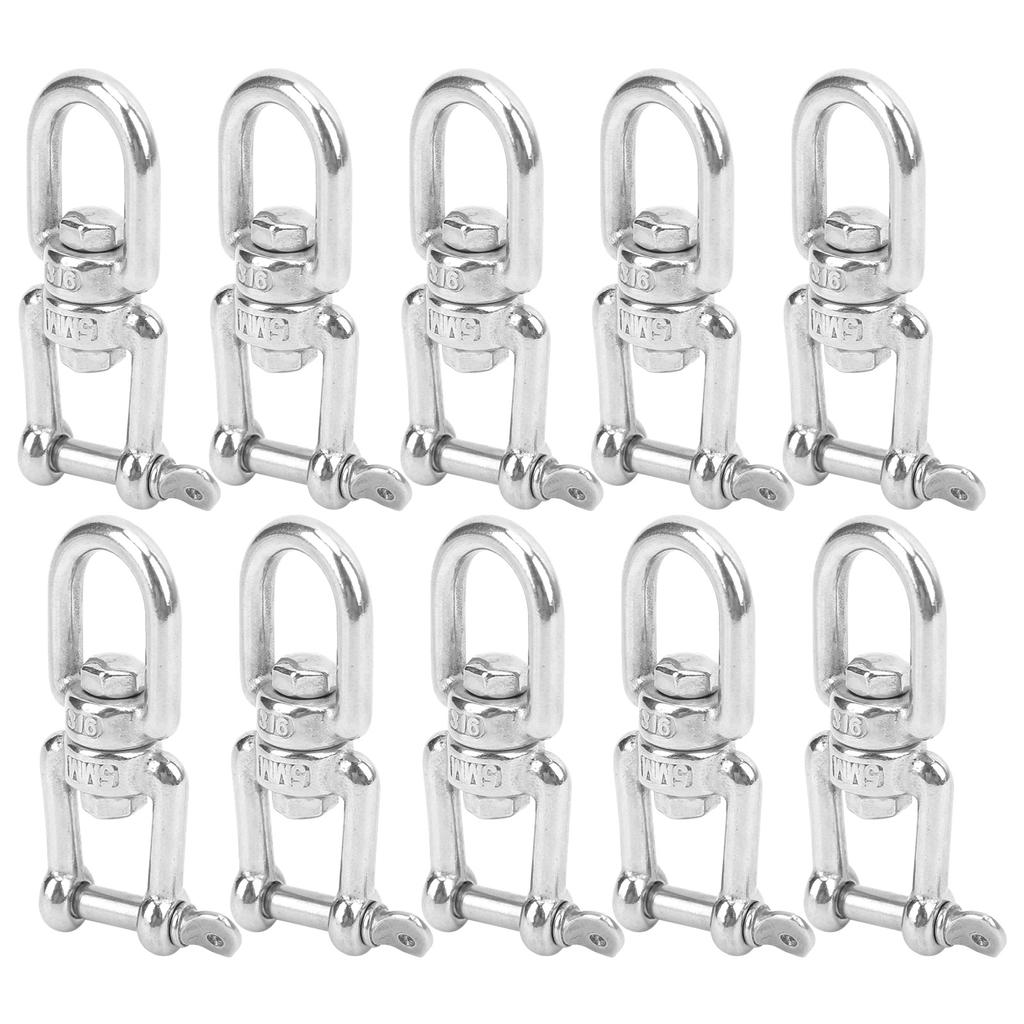 10Pcs Rotating Snap Stainless Steel Double Ended Swivel Hook Shackle Rigging Accessories M5