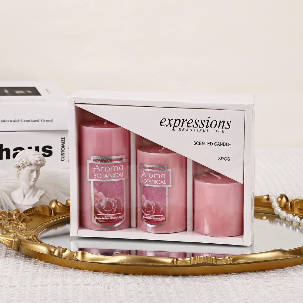 Classic Simple Colorful Cylindrical Scented Candle Home Non-romantic Wedding Long Pole Wax Set