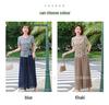 Mother's Summer Outfit: Elegant Short-Sleeve T-Shirt & Wide-Leg Pants Set for Mature Women