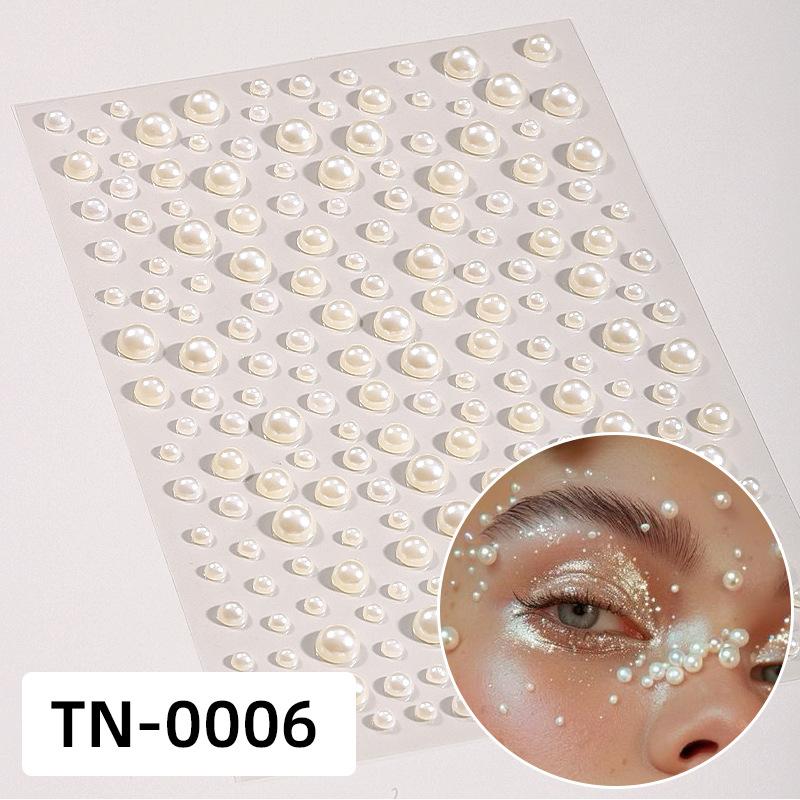 Diamond Sticker Milky White Pure White Pearl Diy Acrylic Crystal Diamond Sticker Eyebrow Stud Face Sticker Beauty Tattoo Sticker
