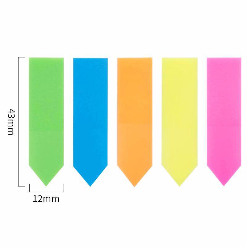 Deli 5-Color Fluorescent Arrow Index Tabs, 43x12mm