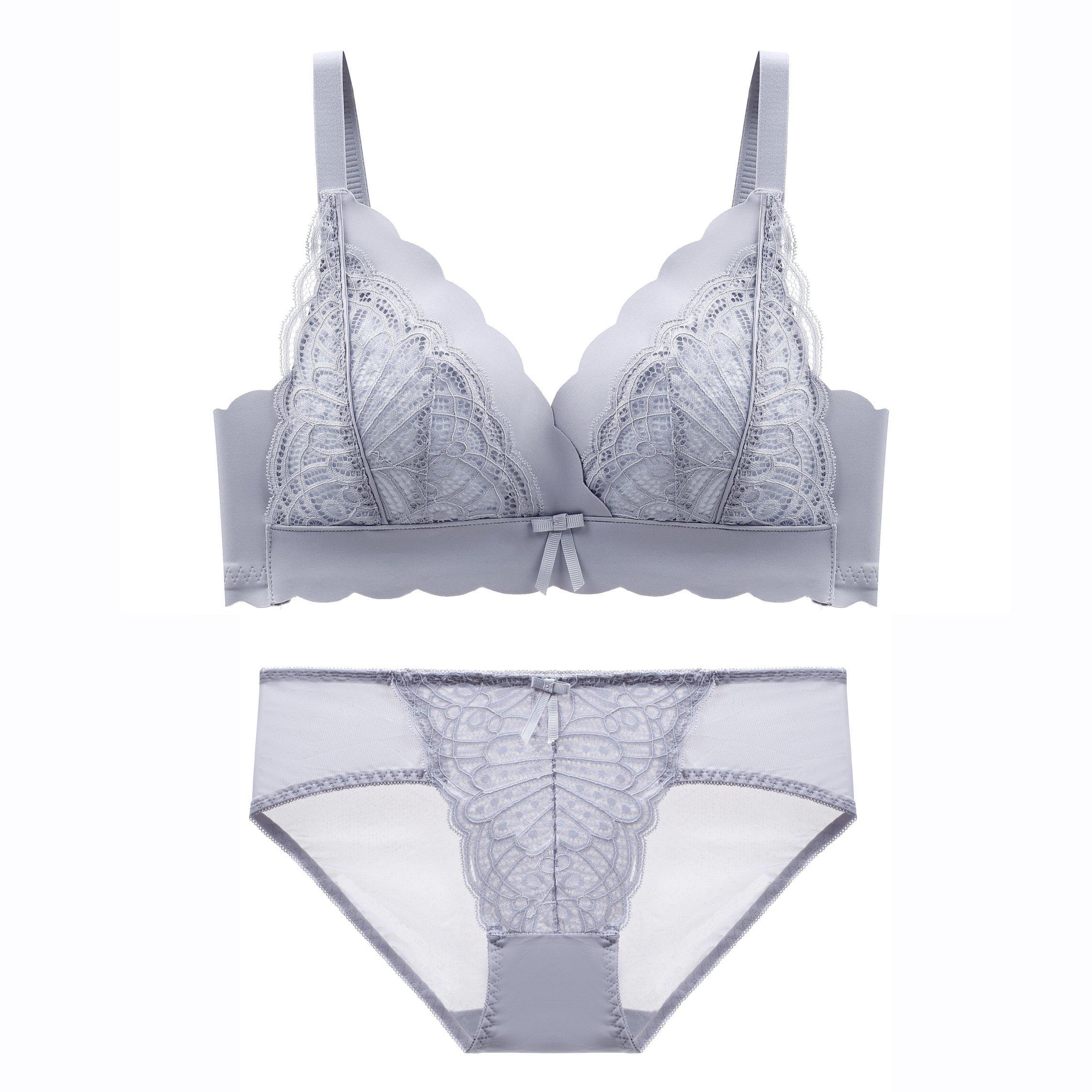 

FLXBEYK Немаркирующийся комплект нижнего белья с треугольными чашками, кружевной комплект, простая тонкая чашка, модное нестальное кольцо, удобный комплект с бюстгальтером