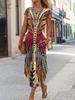 2025 Indian Element Print Round Neck Short Sleeve Dress