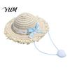 Soft Straw Hat with Lace Cat Hat, Pet Sun And Bow, Summer Breathable Cute Protection for Cats Small Dogs Outdoor Walks Adjustable