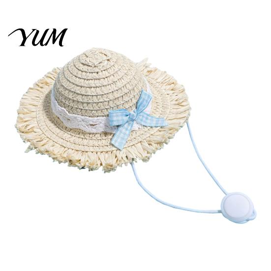 Soft Straw Hat with Lace Cat Hat, Pet Sun And Bow, Summer Breathable Cute Protection for Cats Small Dogs Outdoor Walks Adjustable