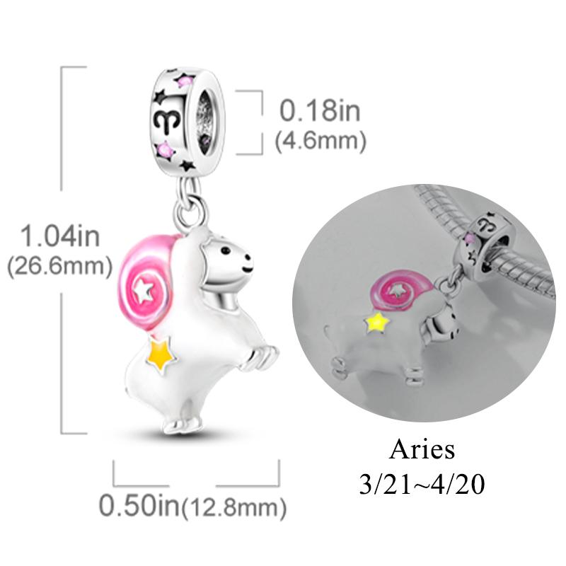 12 Zodiac Signs Fluorescent Twelve Constellations Star Shape Sign Copper Bead Charms Charm Bead Charms Fit Authentic Bracelets Neckalce Charm Pendant