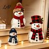 Rustic Christmas Table Decor Wooden Tabletop Decor Reindeer Animal Figurines Farmhouse Style Holiday Window Display Ornaments Tiered Tray Ornaments,