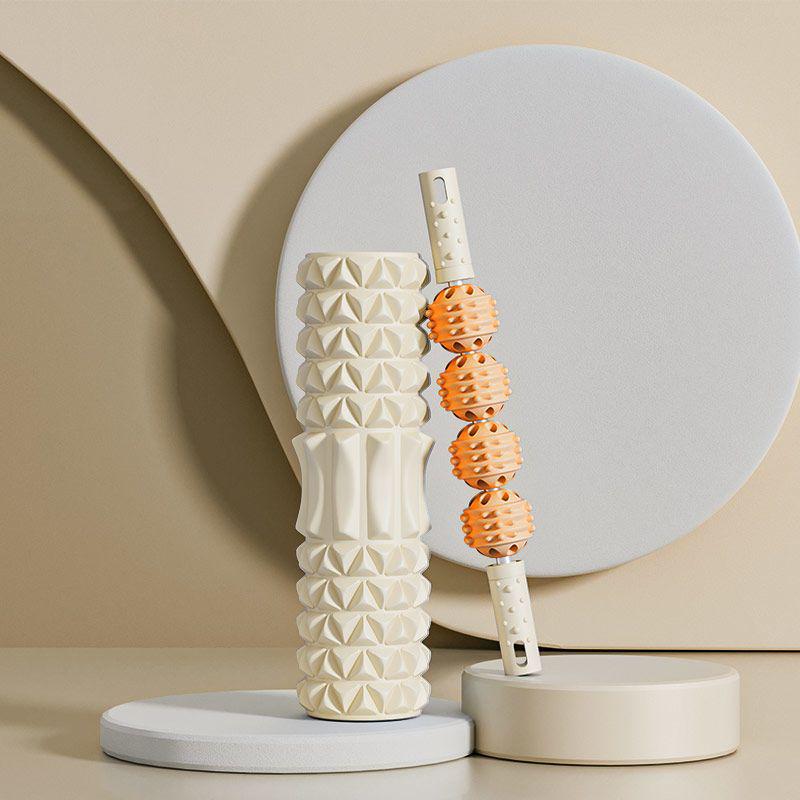 Beginners Foam Roller & Wolf Tooth Massage Stick for Muscle Relaxation, Non-Leg Slimming, and Fascia Fitness Yoga