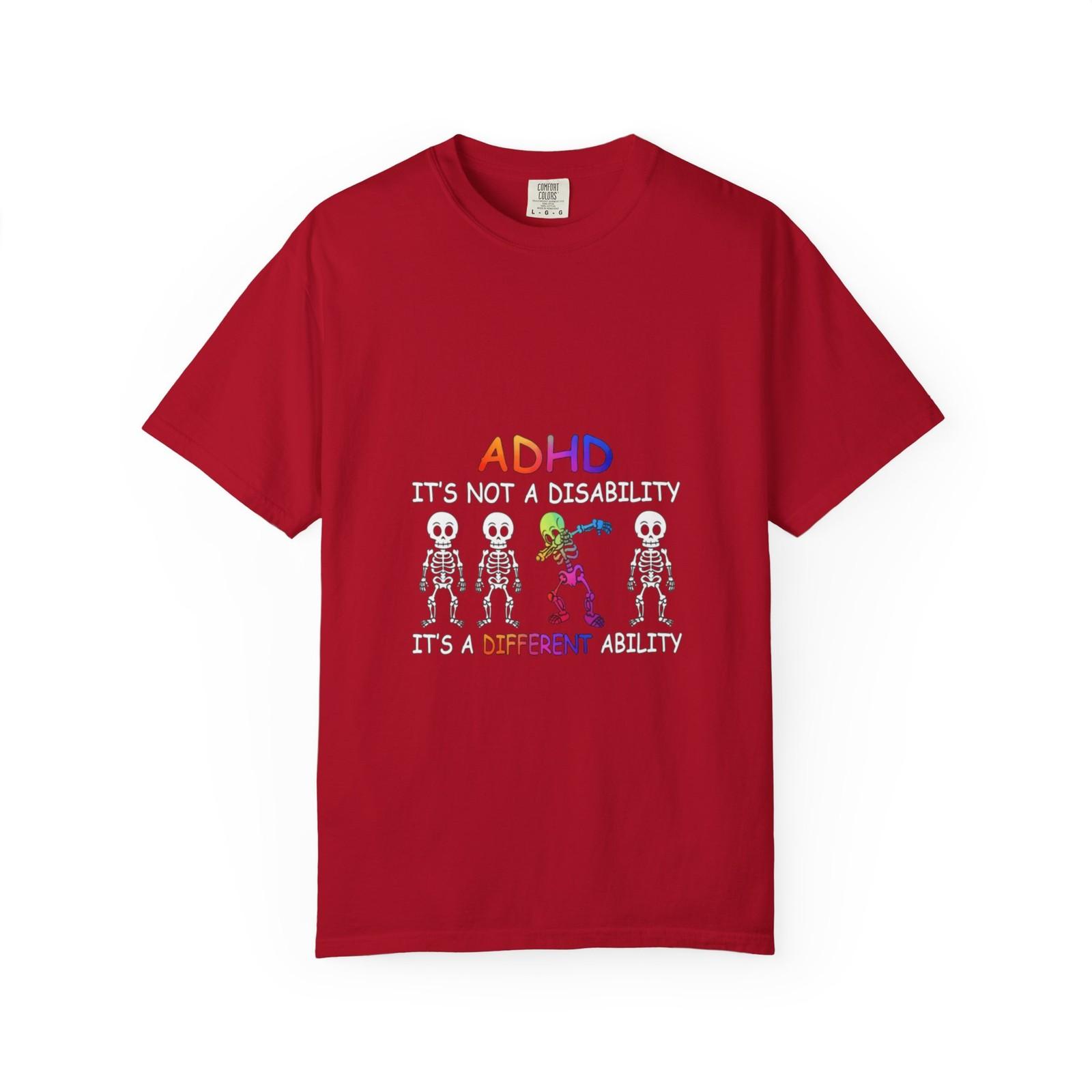 ADHD Awareness Unisex Tee, Dancing Rainbow Skeleton Graphic, Empowering Shirt S разноцветный