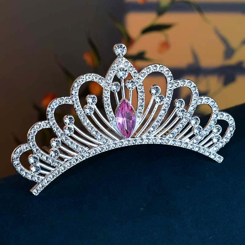 Korean Version Girl's Crown Headwear Cute Children's Crystal Crown Birthday Gift  Princess Baby Fashion Show Hairpin