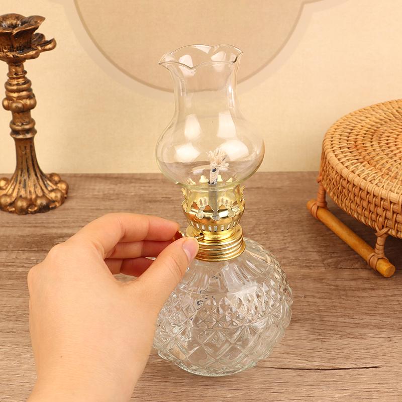 Retro Style Glass Oil Lamp Vintage Kerosene Lamp Antique Oil Lamps For Indoor Use Lamplight Tabletop Emergency Lighting Tool