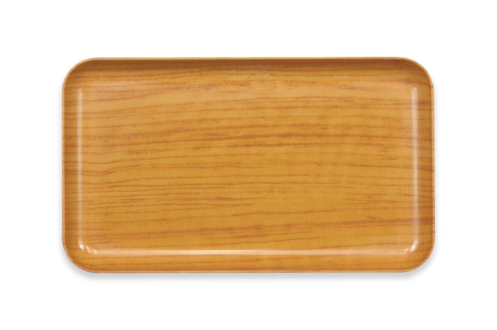 NR Caster Tray SS Wood Grain Natural Microwave Safe Tray Serving Tray Stylish Plastic Large Small Square Rectangle Interior Wood Grain Placemat