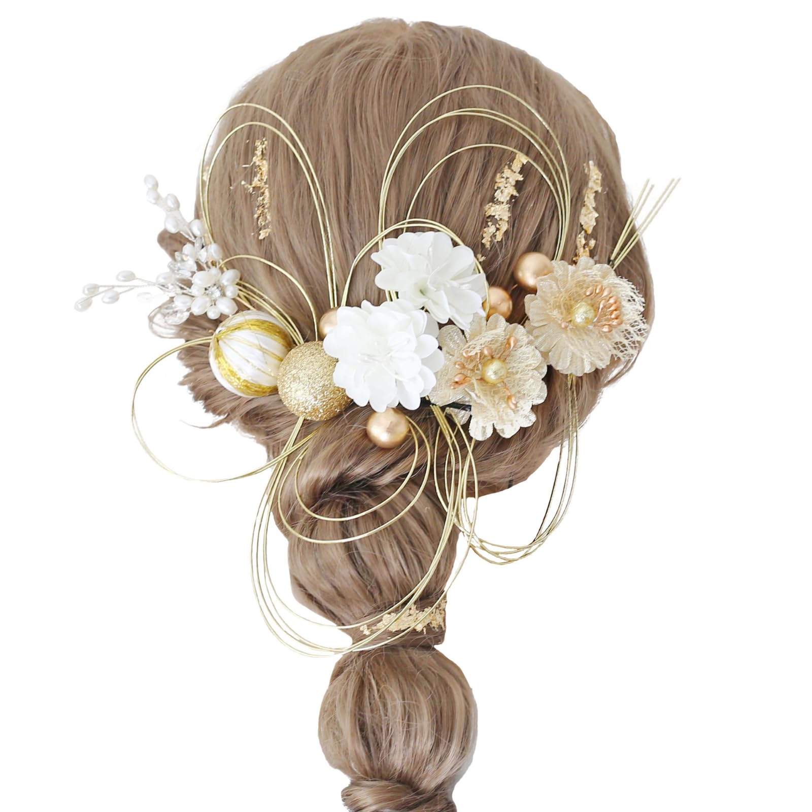 

Bud Flower Hair Graduation Dried Gold Ornament, Coming-of-Age Ceremony, Ceremony, Flowers, Mizuhiki, Leaf, Kimono, Furisode, Hakama, Headpiece,