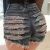 Fashionable Women's Denim Shorts Hot Pants Sexy High Waist Fashion Holes Women's Shorts