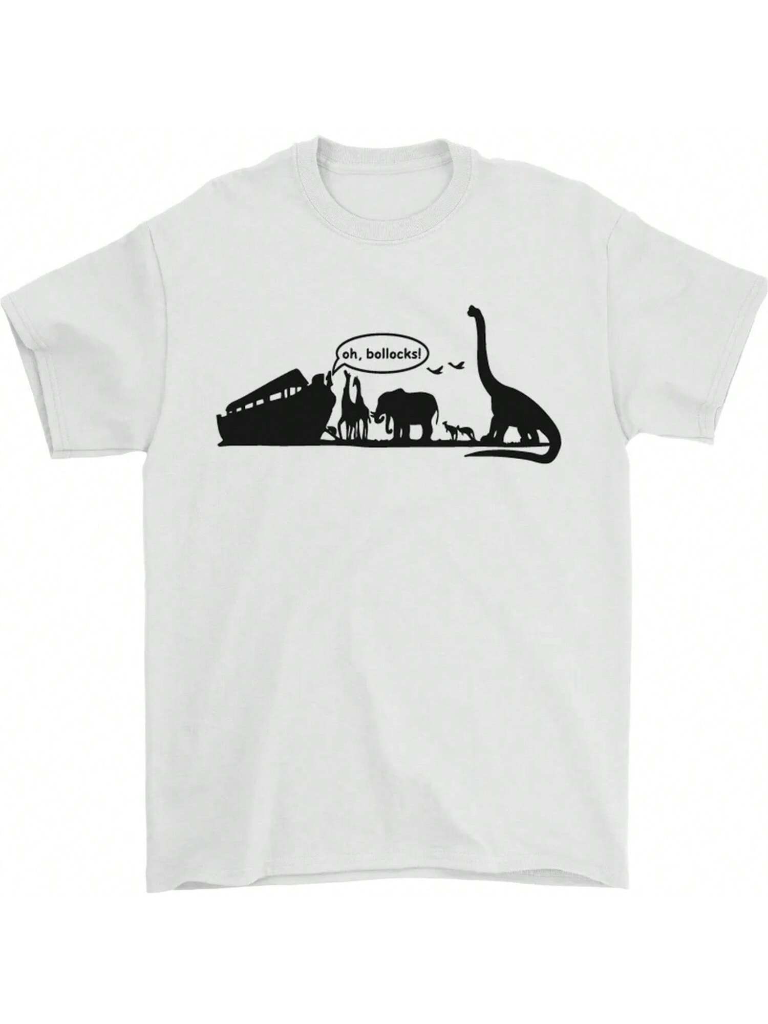 Atheist Noahs Ark Dinosaurs T-Rex Mens T-Shirt Funny Atheism Creative Design T-Shirt Men Summer Crewneck Cotton Short Sleeve S разноцветный