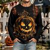 Men's Halloween Neck Long Sleeve Casual Shirt Comfortable Top for Holiday Party and Daily Wear