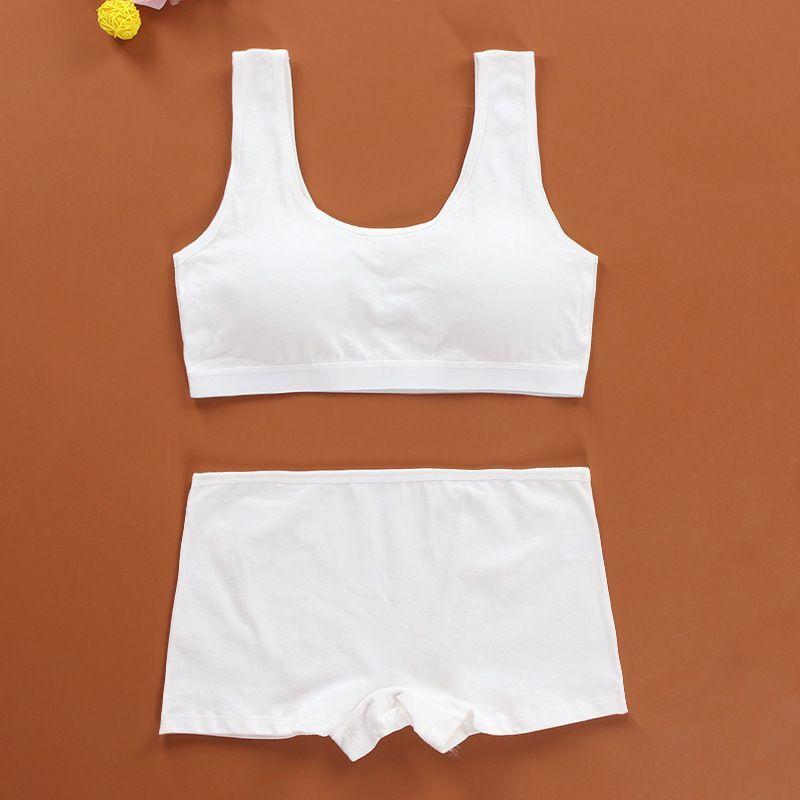 Pantie and Bra Girls Underwear Vest Development Teens Suit Pure Cotton Vest Double Layer Hipster Pub